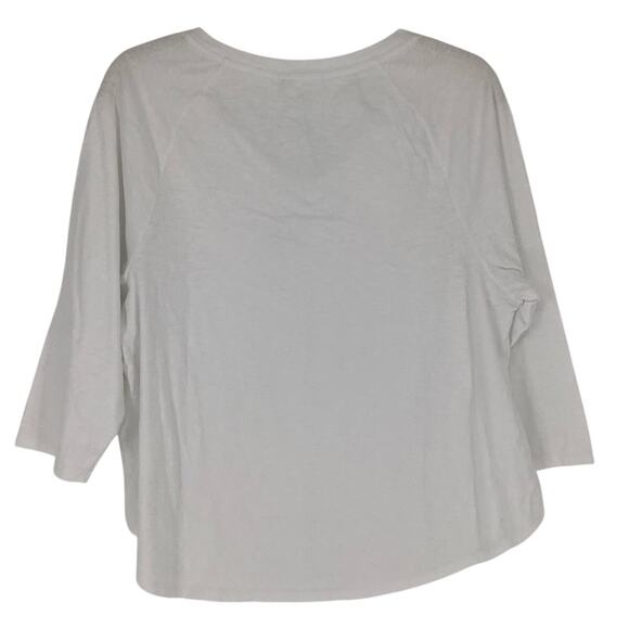 Mododoc Size Large White 3/4 Sleeve Twist Trim Top V Neck Minimalist OS19-17 - Picture 2 of 7